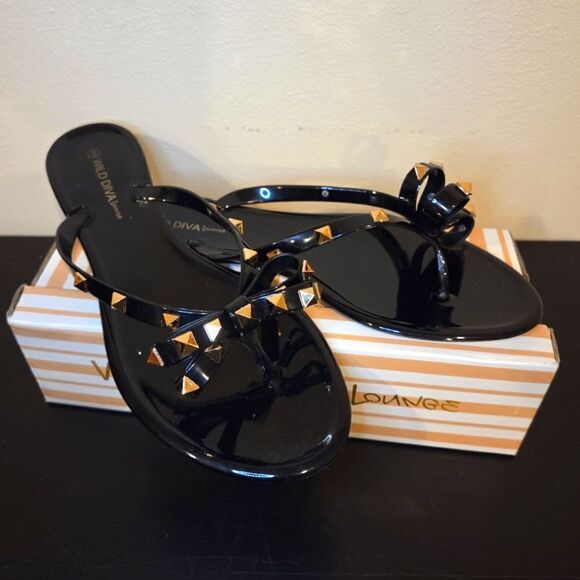 Wild Diva Shoes - Black bow sandals